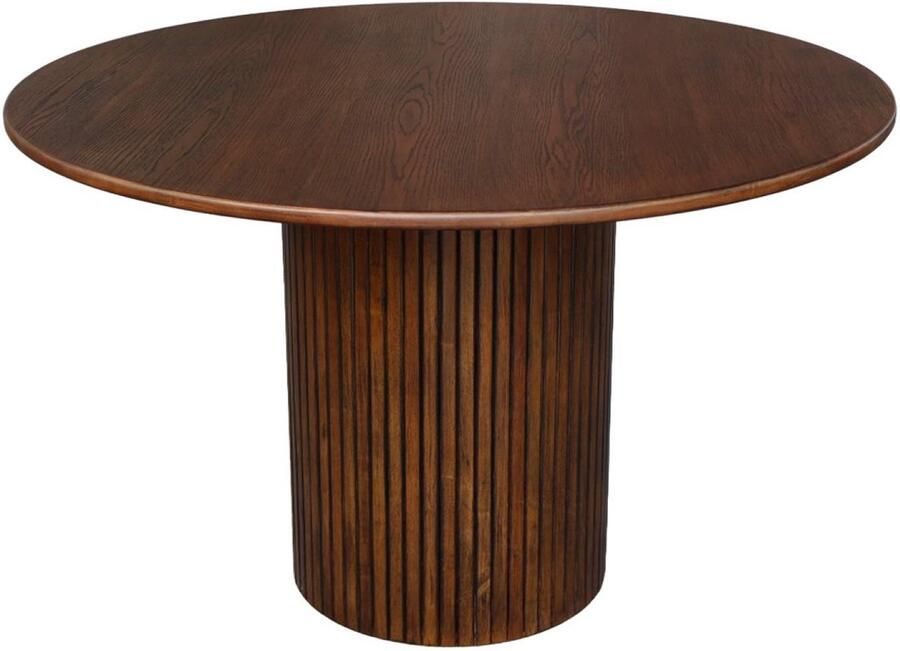 Sweeek Ronde eettafel van rubberhout en eikenfineer 4 plaatsen ø 115 x 73 cm estelle