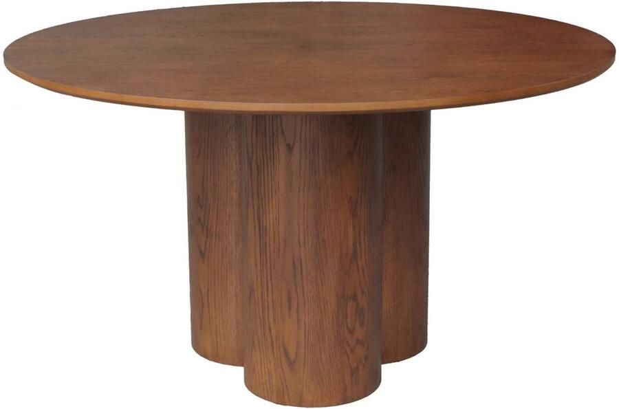 Sweeek Ronde eettafel van rubberhout en eikenfineer voor 4 personen 130cm leonore