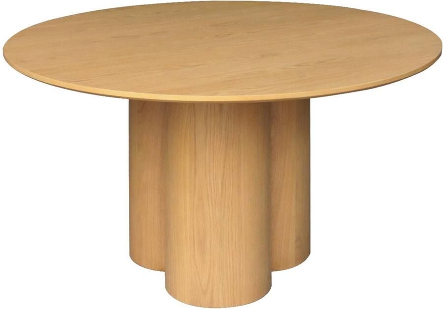 Sweeek Ronde eettafel van rubberhout en eikenfineer voor 4 personen 130cm leonore