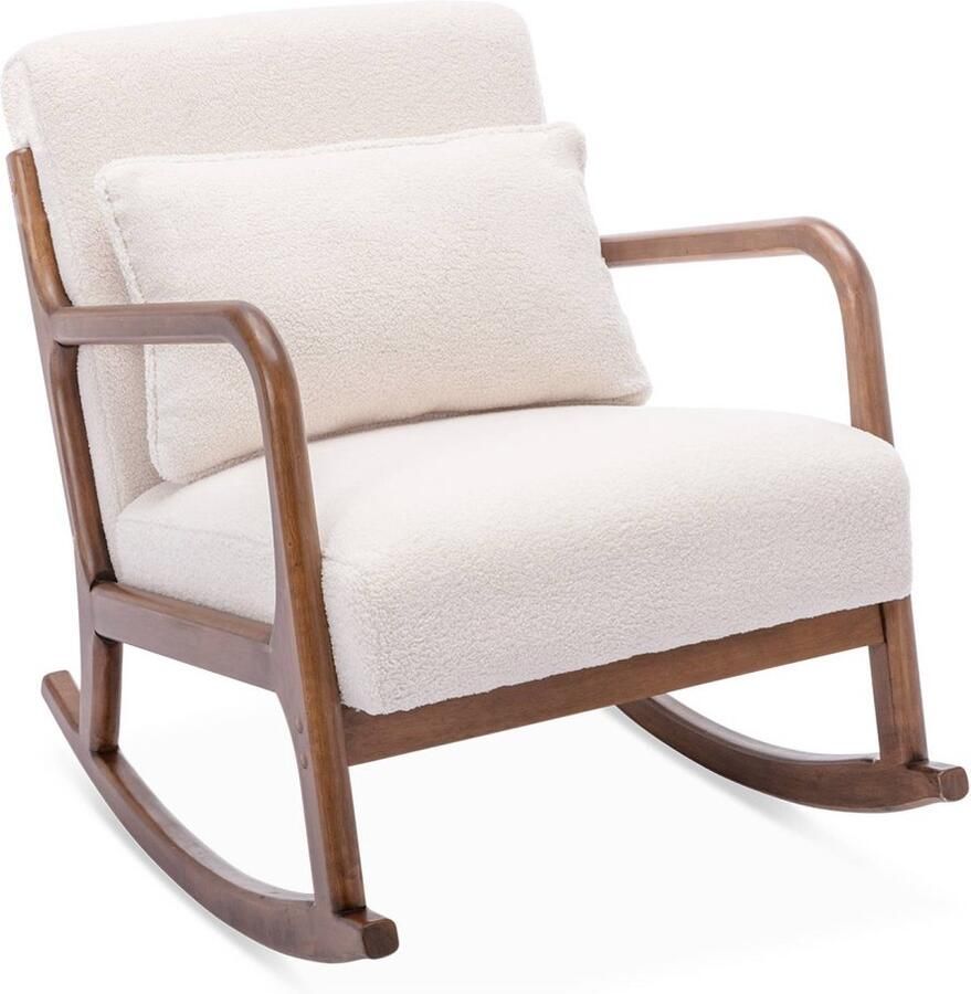 Alice's Garden Schommelstoel Lorens Rocking L65.5xP87xH81.5cm Bouclé stof Wit Schommelstoel Lorens Rocking - Foto 2