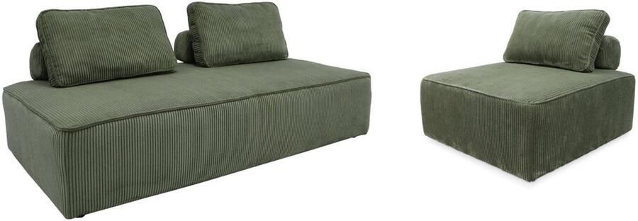 Sweeek Set van fauteuils voor moduleerbare 3-zits bankribfluweel