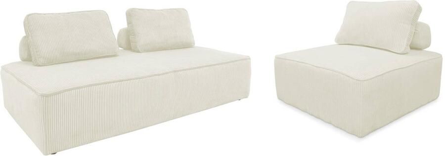Sweeek Set van fauteuils voor moduleerbare 3-zits bankribfluweel