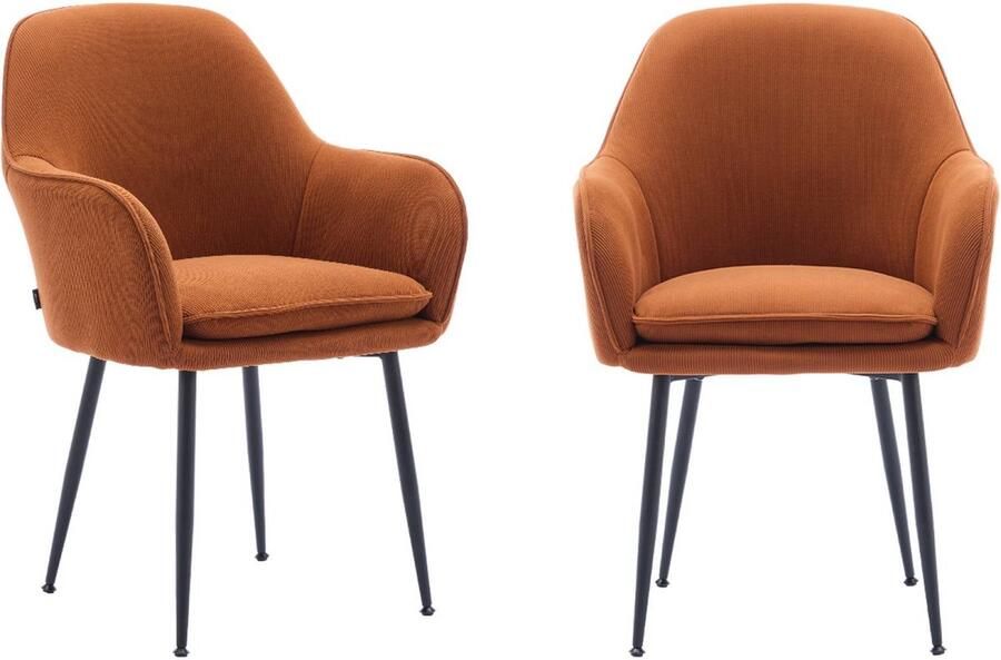 Sweeek Set van 2 corduroy fauteuils met matzwarte metalen poten b 57 x d 59 x h 84 5 - Foto 2