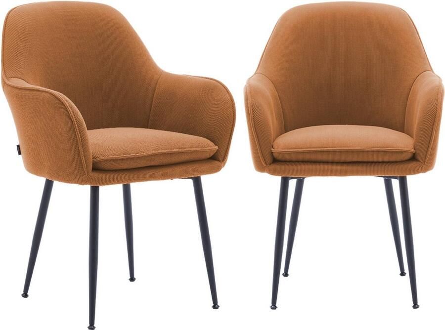 Sweeek Set van 2 corduroy fauteuils met matzwarte metalen poten b 57 x d 59 x h 84 5