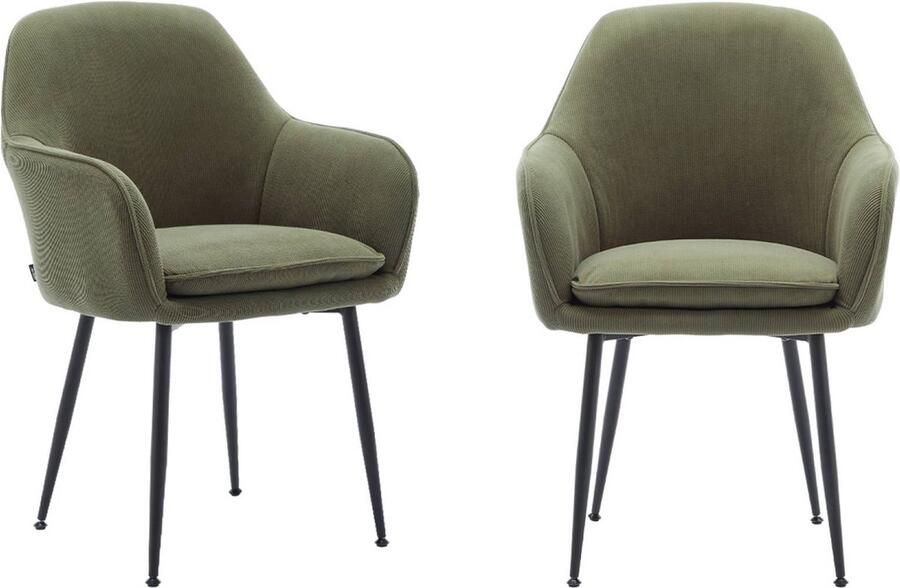 Sweeek Set van 2 corduroy fauteuils met matzwarte metalen poten b 57 x d 59 x h 84 5