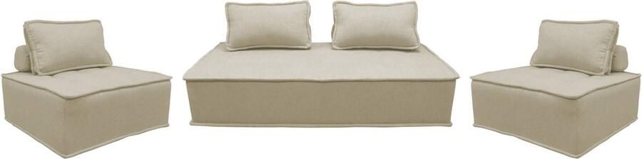 Sweeek Set van 2 dao fauteuils met 2-zitsbank in stof met kussen