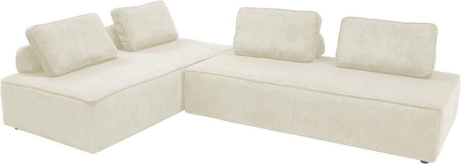 Sweeek Lao fauteuil 2 plaatsen voor modulaire bank geribbelde fluweel (set van 2)