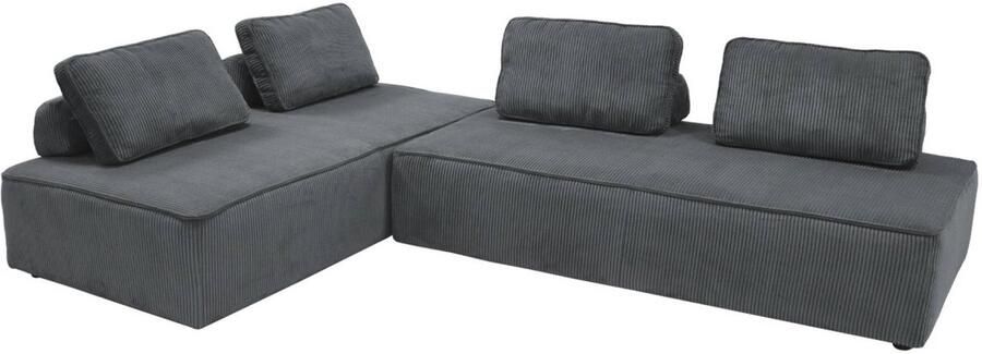 Sweeek Lao fauteuil 2 plaatsen voor modulaire bank geribbelde fluweel (set van 2)