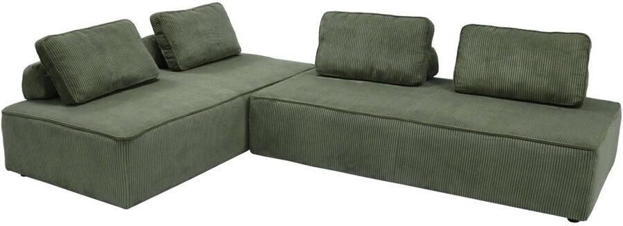 Sweeek Lao fauteuil 2 plaatsen voor modulaire bank geribbelde fluweel (set van 2)