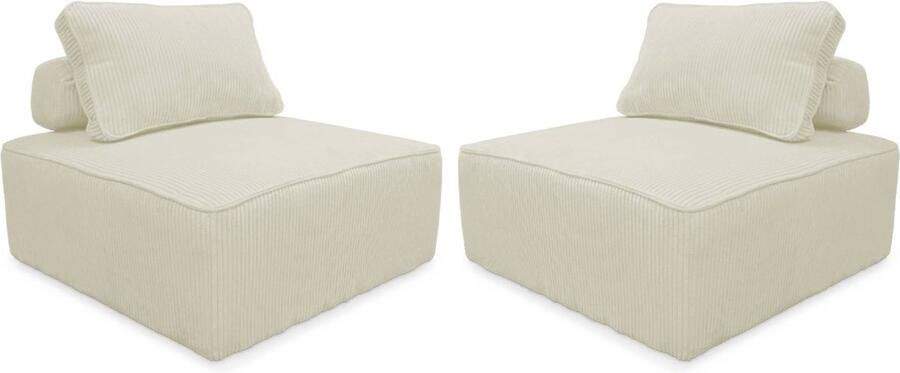 Sweeek Set van 2 fauteuils voor modulaire bank corduroy 1 zitplaats l 90 x b 90 x h 78cm lao