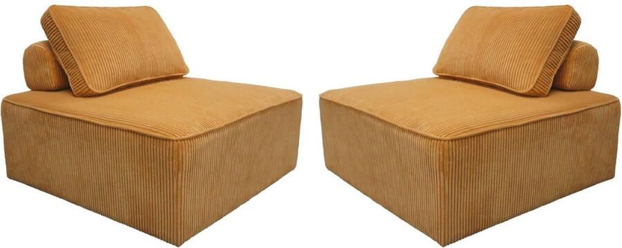 Sweeek Set van 2 fauteuils voor modulaire bank corduroy 1 zitplaats l 90 x b 90 x h 78cm lao