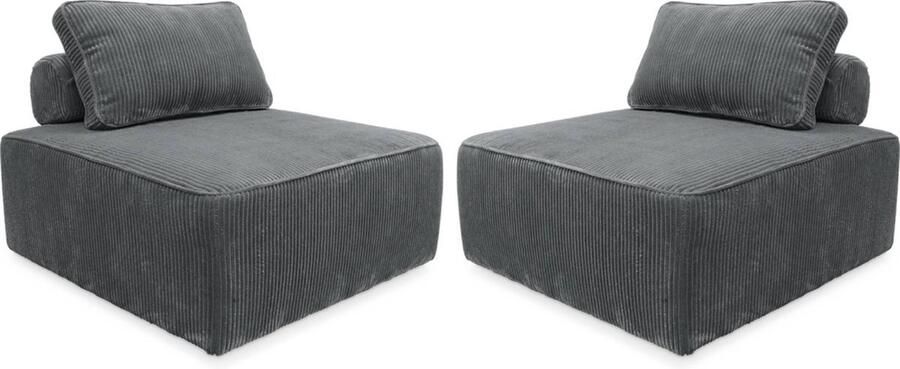 Sweeek Set van 2 fauteuils voor modulaire bank corduroy 1 zitplaats l 90 x b 90 x h 78cm lao