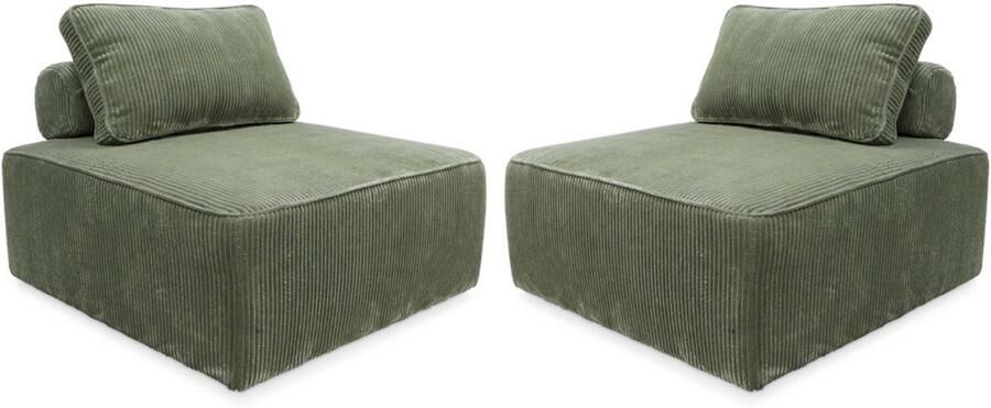 Sweeek Set van 2 fauteuils voor modulaire bank corduroy 1 zitplaats l 90 x b 90 x h 78cm lao