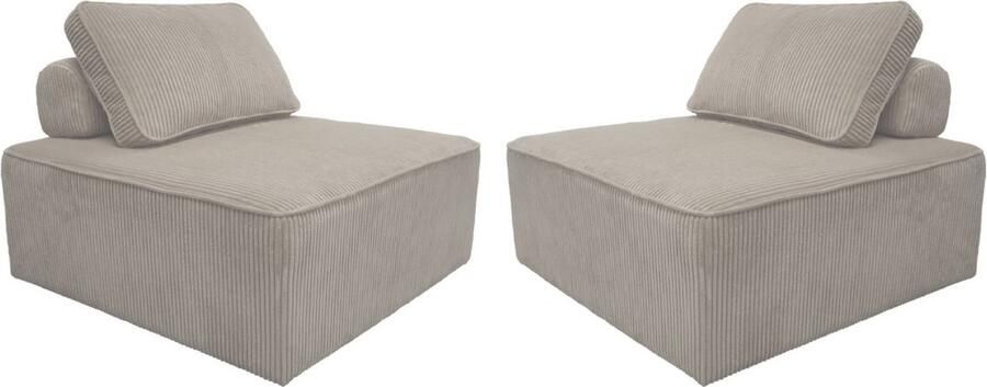 Sweeek Set van 2 fauteuils voor modulaire bank corduroy 1 zitplaats l 90 x b 90 x h 78cm lao