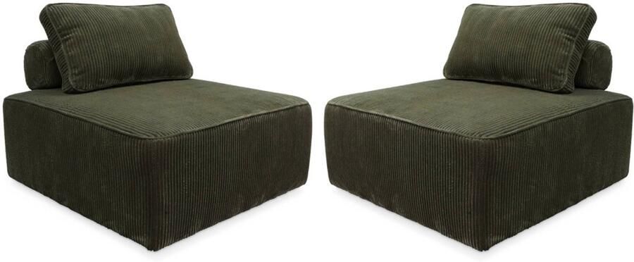 Sweeek Set van 2 fauteuils voor modulaire bank corduroy 1 zitplaats l 90 x b 90 x h 78cm lao