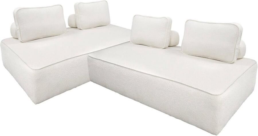 Sweeek Set van 2 fauteuils voor modulaire bank in bouclé stof 2-zits l 180 x b 90 x h 74cm bao