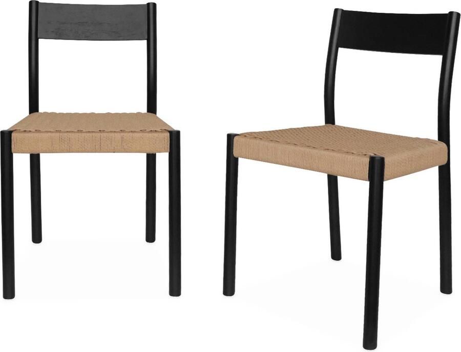 Sweeek Set van 2 houten en touw stoelen ella b 49 5 x d 53 x h 81cm