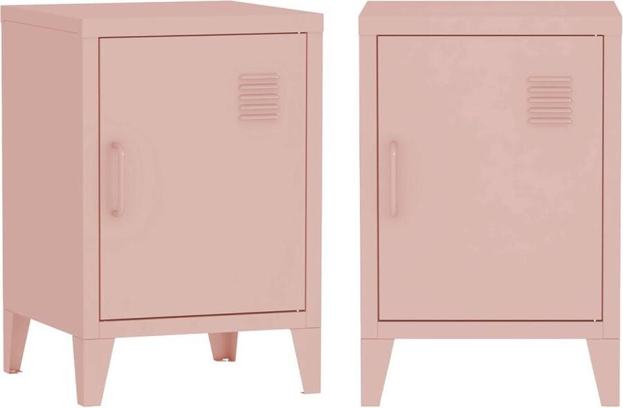 Sweeek Set van 2 industriële nachtkastjes 1 deur soho