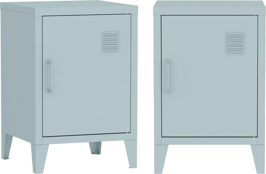 Sweeek Industriële nachtkastje 1 deur (set van 2)