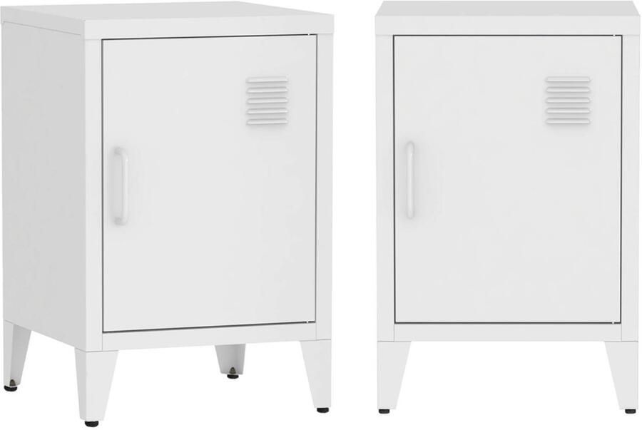 Sweeek Industriële nachtkastje 1 deur (set van 2)