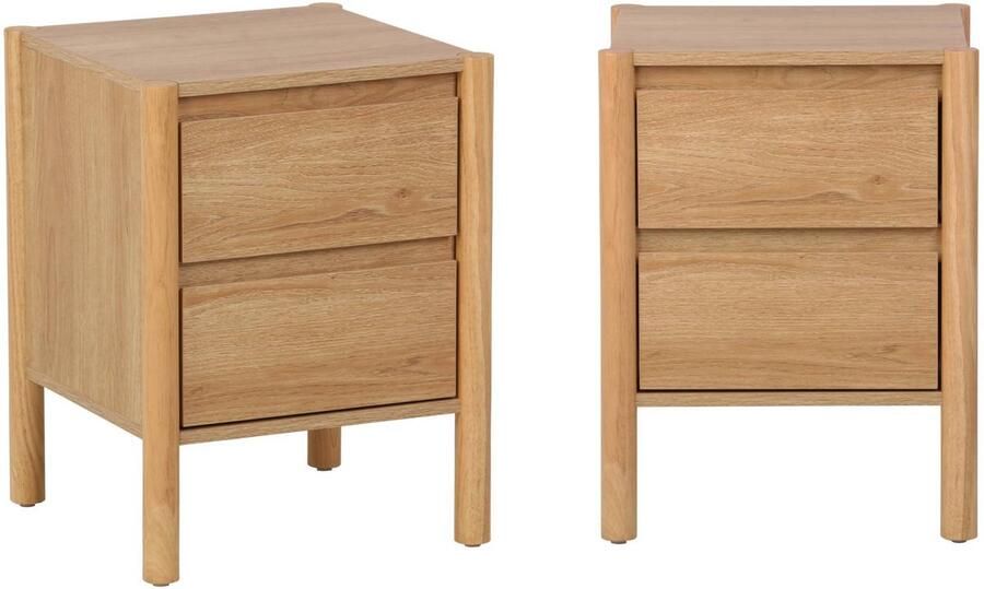Sweeek Set van 2 nachtkastjes houteffect 2 laden 42 x 42 x 55 cm harmony