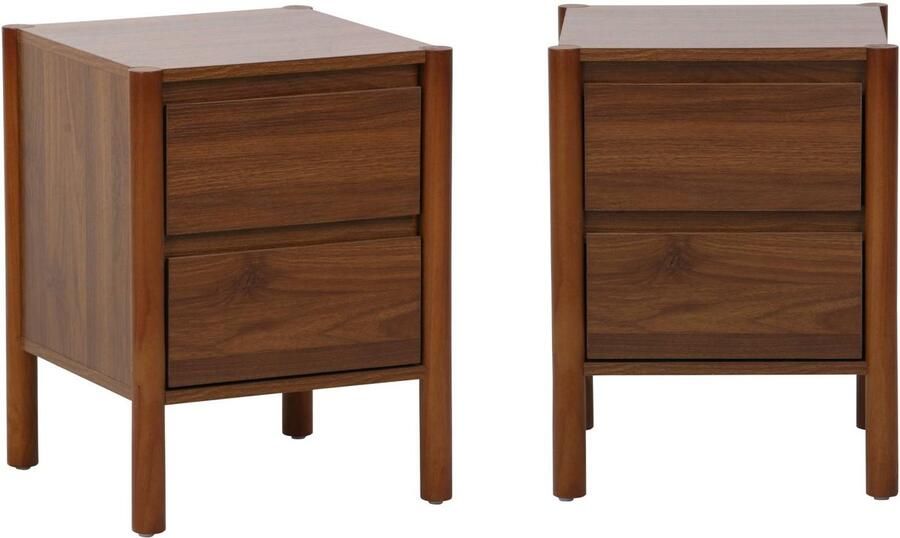 Sweeek Set van 2 nachtkastjes houteffect 2 laden 42 x 42 x 55 cm harmony