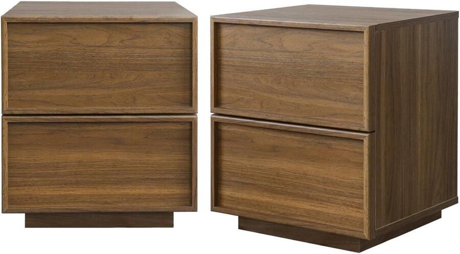 Sweeek Set van 2 nachtkastjes met hout-effect 2 laden l 42 x d 38 x h 48cm kuba