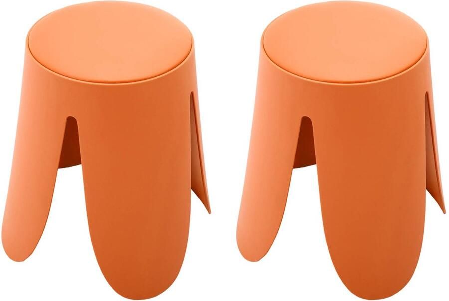 Sweeek Set van 2 stapelbare krukken in kunstleer niki ø30 44 x h46cm