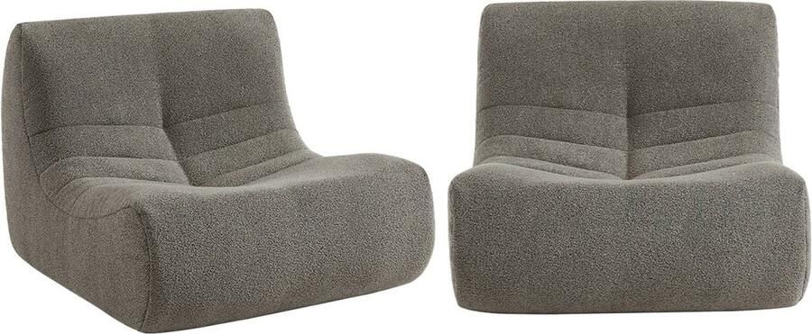 Sweeek Set van 2 stoelstoelen in gestructureerde bouclé eigentijdse stijl 1 zits