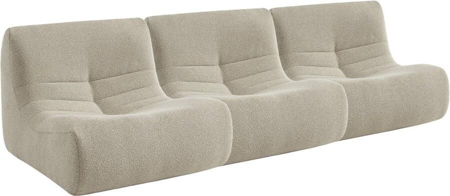 Sweeek Set van 3 fauteuils chauffeuses in getextureerde bouclé moderne stijl 1 zits