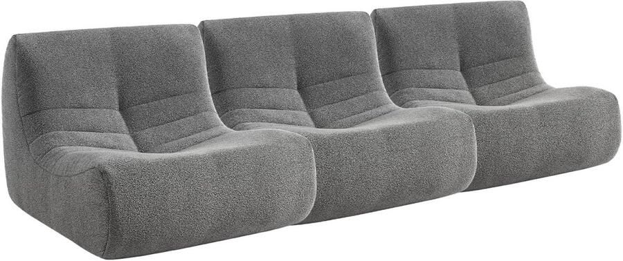 Sweeek Set van 3 fauteuils chauffeuses in getextureerde bouclé moderne stijl 1 zits