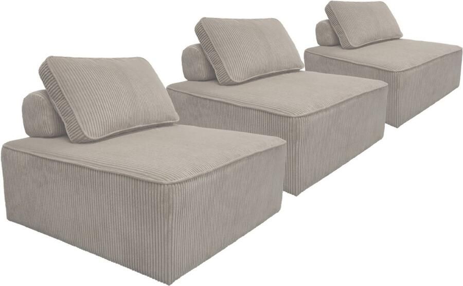 Sweeek Set van 3 fauteuils voor modulaire bank corduroy 1 zitplaats l 90 x b 90 x h 78 cm lao
