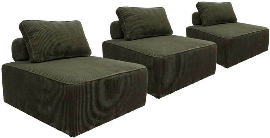 Sweeek Set van 3 fauteuils voor modulaire bank corduroy 1 zitplaats l 90 x b 90 x h 78 cm lao