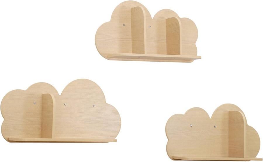 Sweeek Set van 3 wandplanken met wolken voor de kinderkamer