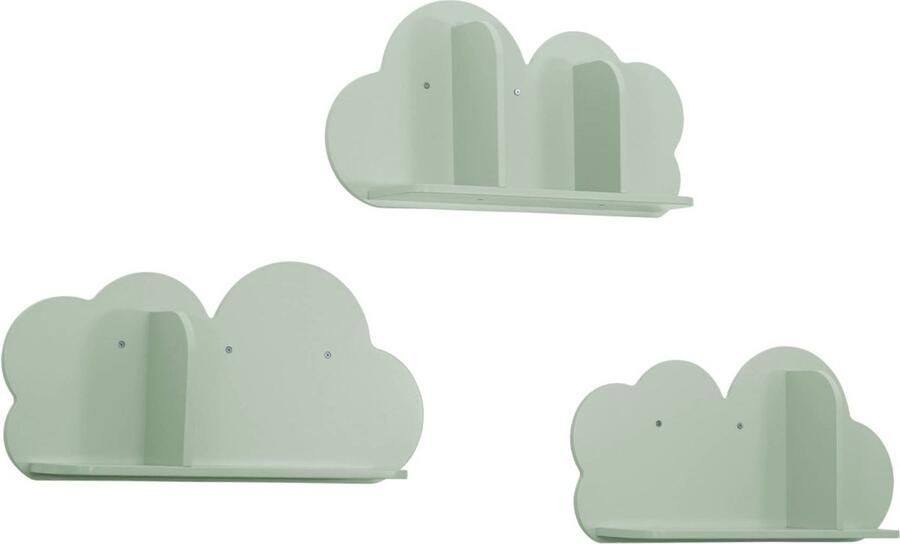 Sweeek Set van 3 wandplanken met wolken voor de kinderkamer