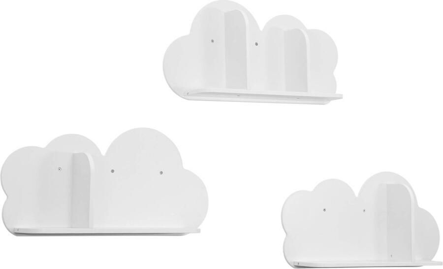 Sweeek Set van 3 wandplanken met wolken voor de kinderkamer