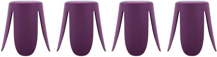 Sweeek Set van 4 stapelbare krukken in kunstleer niki ø30 44 x h46cm