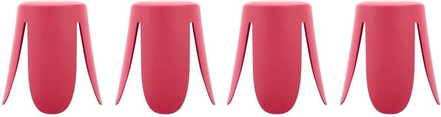 Sweeek Set van 4 stapelbare krukken in kunstleer niki ø30 44 x h46cm