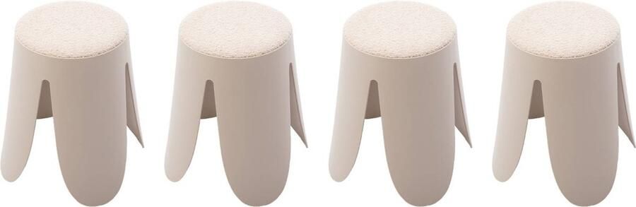 Sweeek Set van 4 stapelkrukken boucléstof niki ø30 44 x h46cm