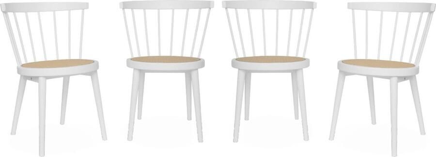 Sweeek Set van 4 stoelen van hout en riet nora l 53 x d 53 5 x h 76cm