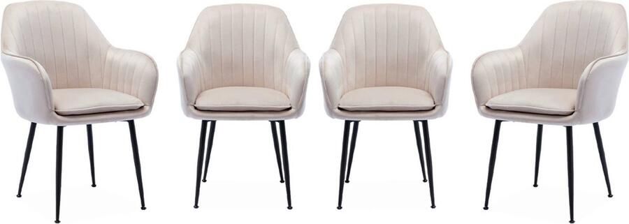 Sweeek Set van 4 velours fauteuils met matzwarte metalen poten shella b 57 x d 59 x h 84 5