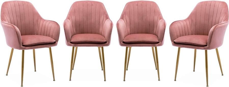 Sweeek Set van 4 velours fauteuils met matzwarte metalen poten shella l 57 x d 59 x h 84 5