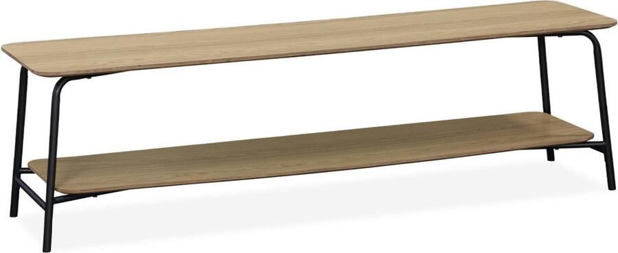 Sweeek Tv-meubel in houtdecor en staalstructuur 150cm 2 planken