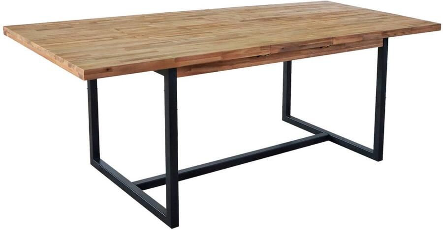 Sweeek Uitschuifbare eettafel 180-200cm acaciahout en metaal natuurlijke kleur b 180 220 x d 90 x h 76cm