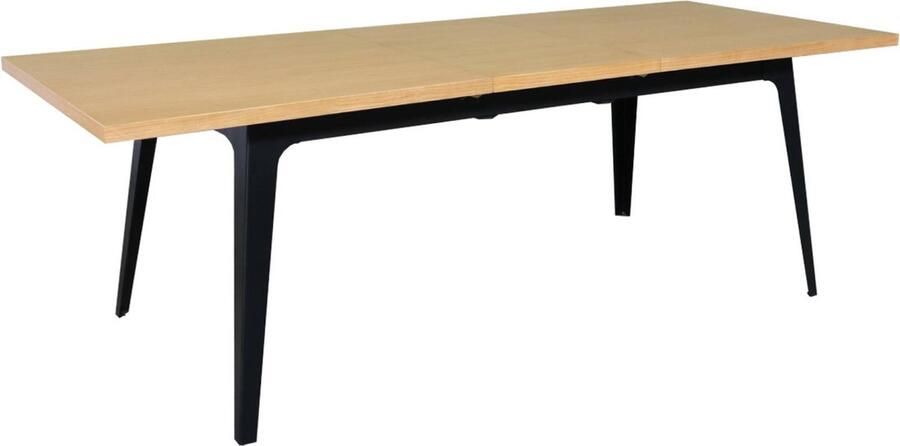 Sweeek Uitschuifbare rechthoekige eettafel 180-230cm eiken en metaalfineer b 180 230 x d 90 x h 75cm