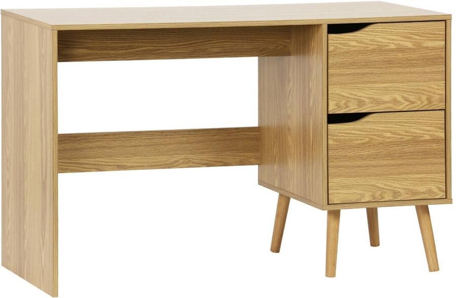 Sweeek Vintage bureau met 2 lades in walnootkleurig hout