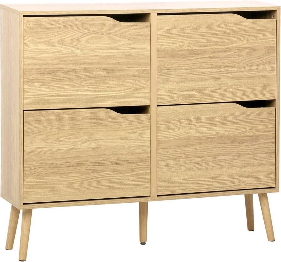 Sweeek Vintage schoenenkast met houteffect 4 kleppen capaciteit voor 16 paar schoenen nepal