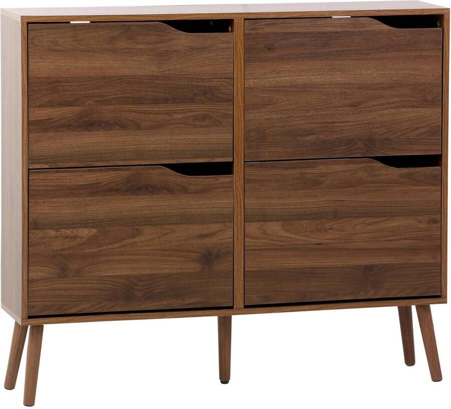 Sweeek Vintage schoenenkast met houteffect 4 kleppen capaciteit voor 16 paar schoenen nepal