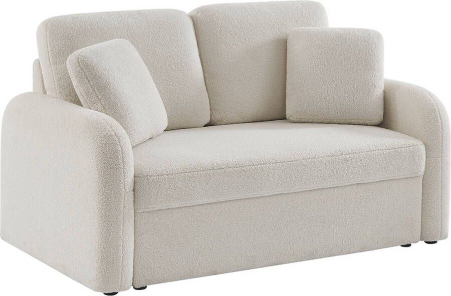 Sweeek 2-zitsbank met witte bouclé afgeronde lijnen