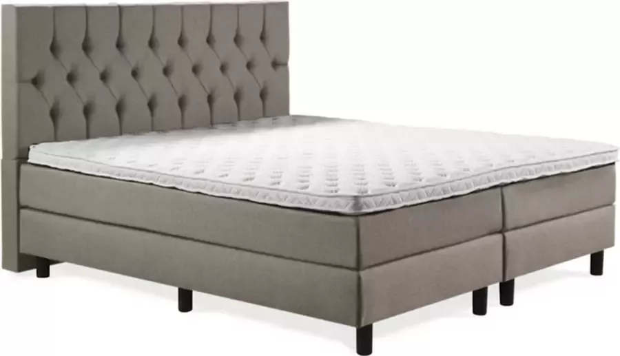 Sweet Boxspring Luxe 120x200 Capiton Taupe Lederlook